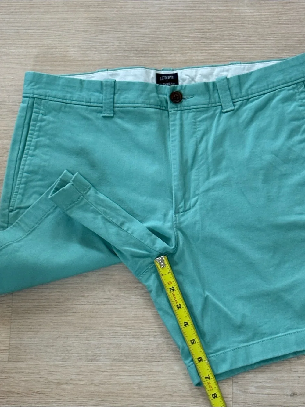 J. Crew Men's 7 Inch Inseam Mint Green Teal Flat Front Shorts
